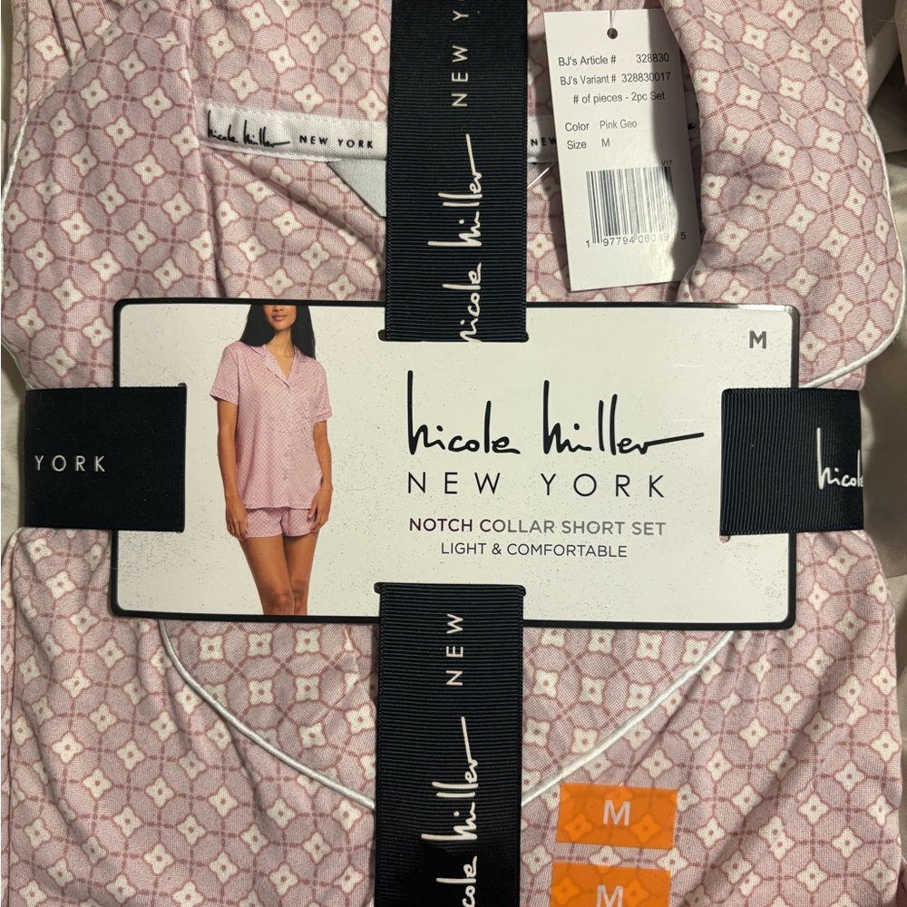 Nicole Miller Pink Notch Collar Short Set